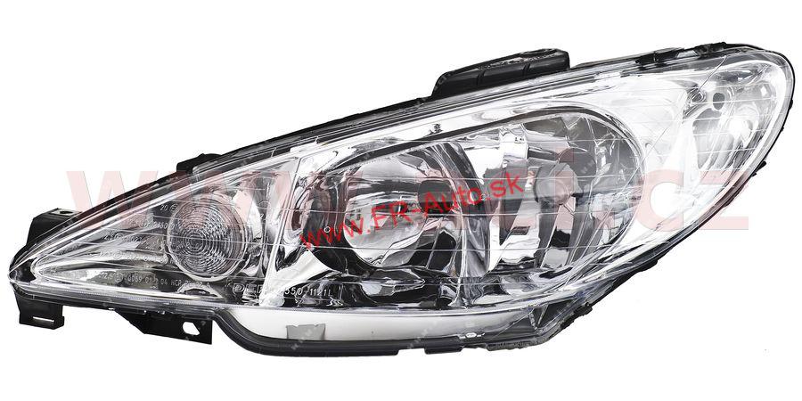 Predné svetlo Peugeot 206 Ľavé (H7+H7) Číra optika