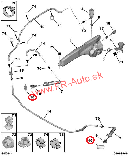 Krytky ostrekovača svetiel (2ks) Peugeot 607