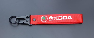 (Nylon - červená) Kľúčenka ŠKODA - 1ks